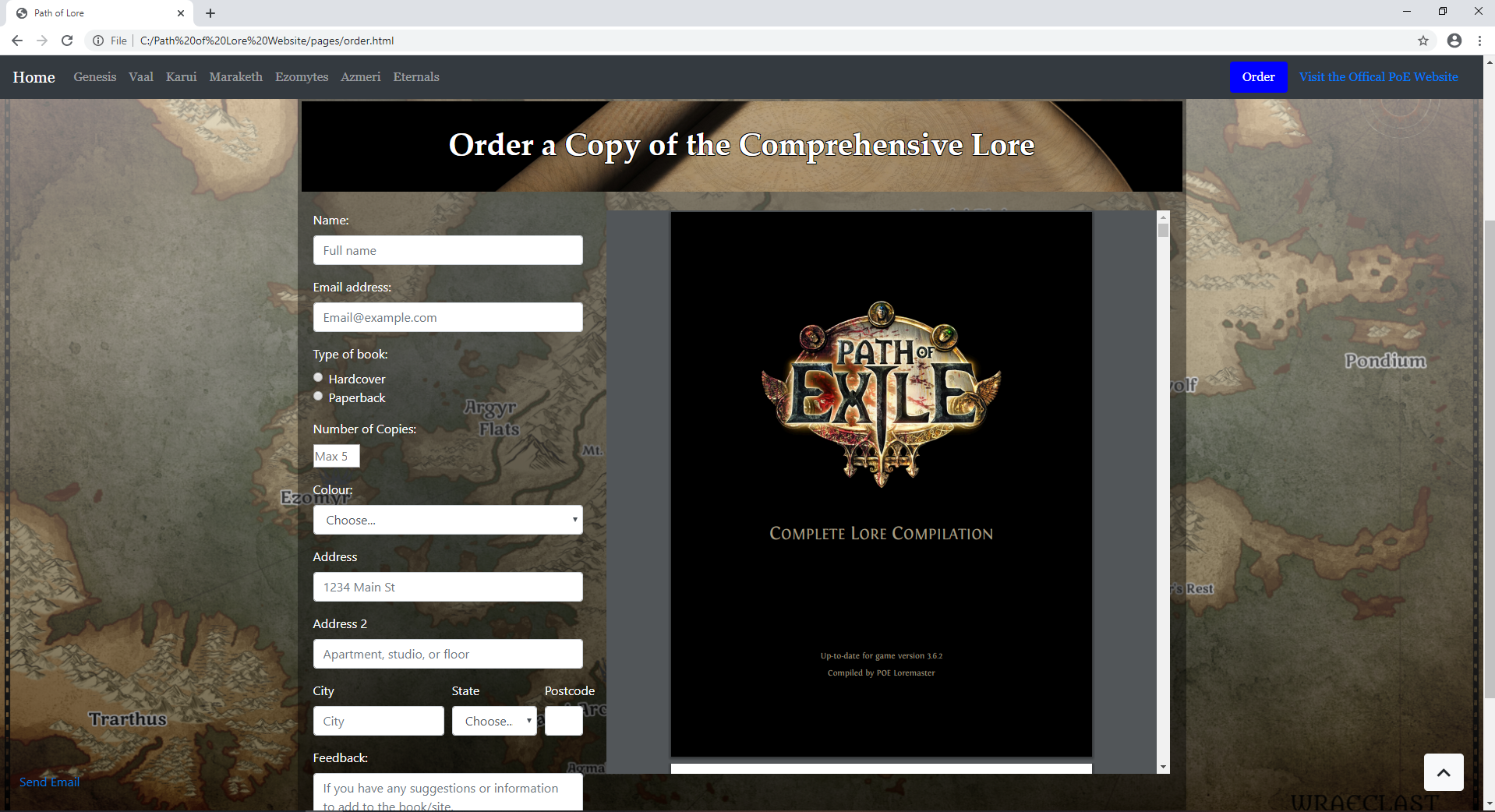 Order page